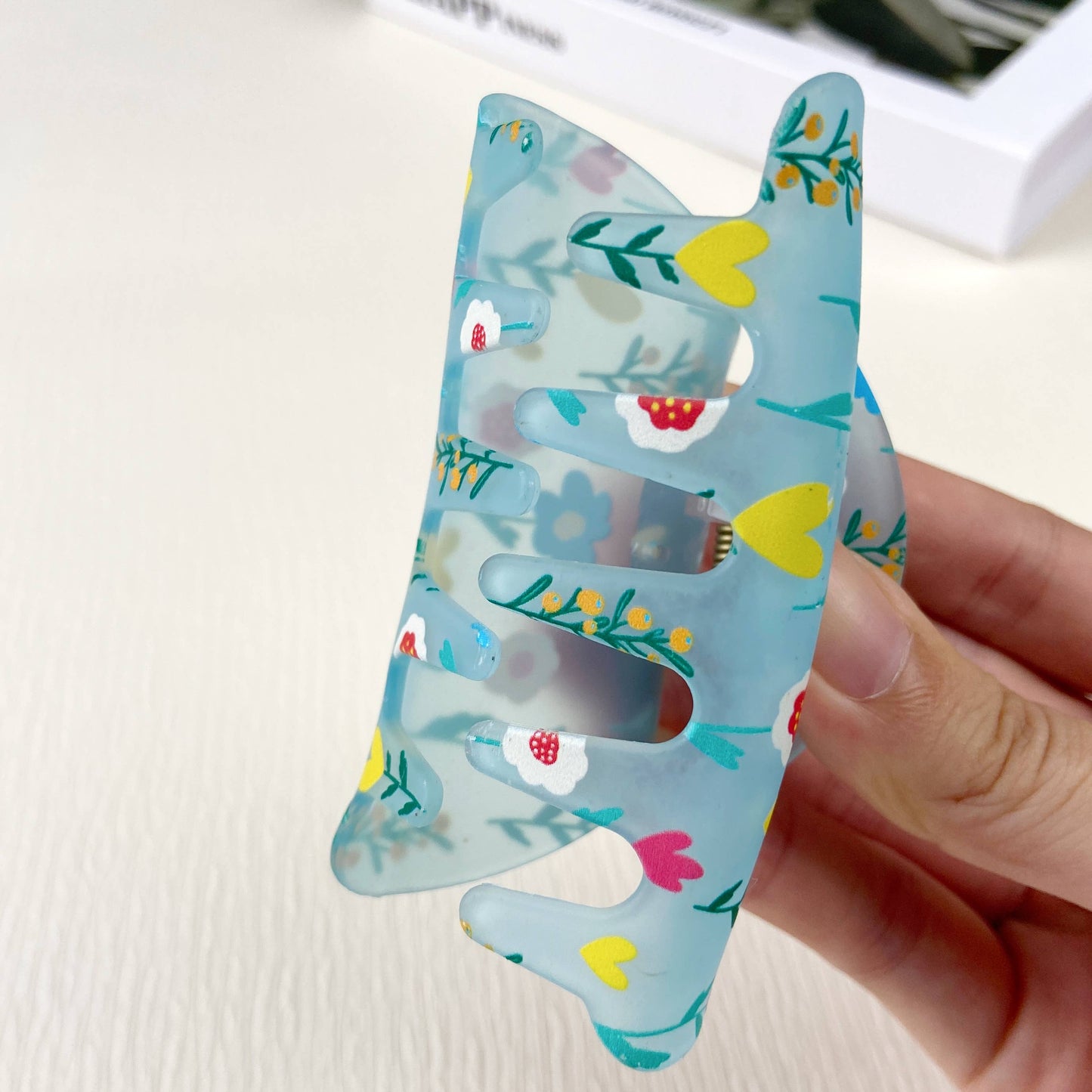 Frosted Floral Hair Claw Clip