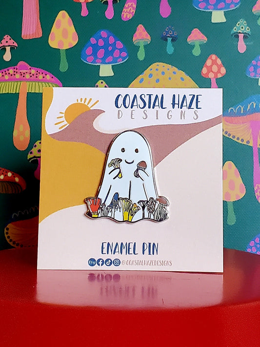 Mushroom Ghost Enamel Pin