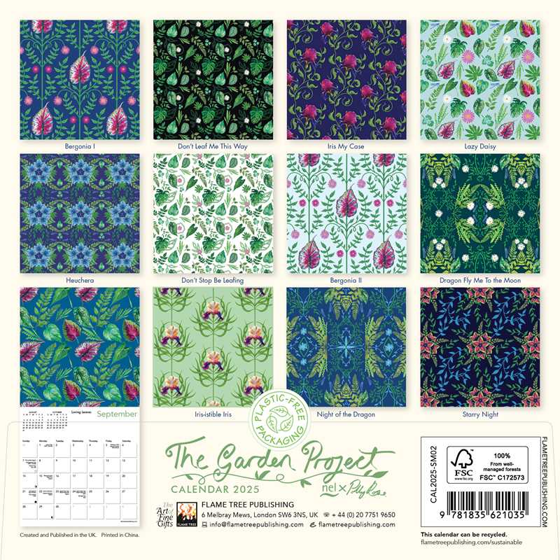 Nel x Polly Rose: The Garden Project Mini Wall Calendar 2025 (Art Calendar) by