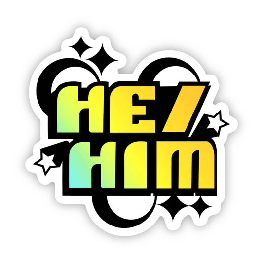 He Him Pronoun Colorful Y2K LGBTQ Pride Sticker