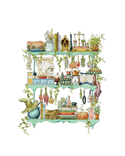 The Kitchen Witch's Shelves Postcard