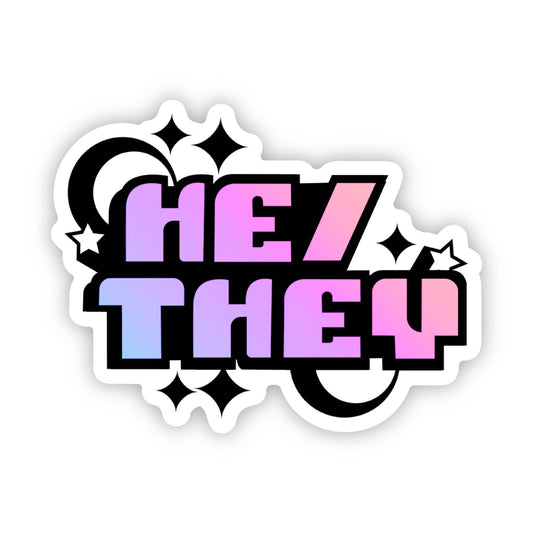 He They Pronoun Colorful Y2K LGBTQ Pride Sticker