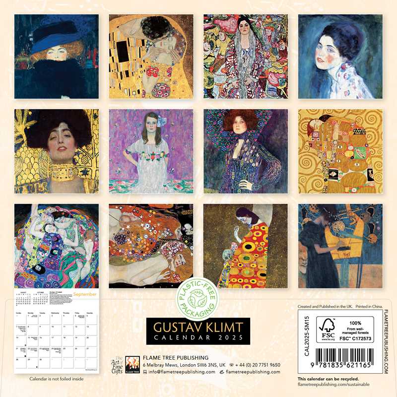 Gustav Klimt Mini Wall Calendar 2025 (Art Calendar) by