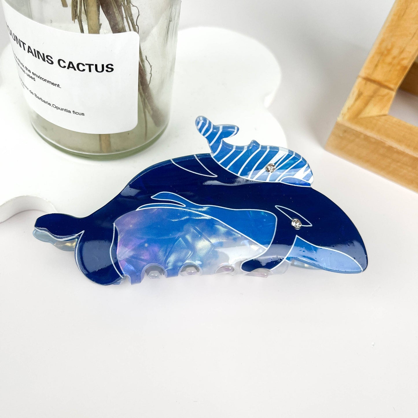 Whale Dolphin Shark Blue Hair Claw Clip