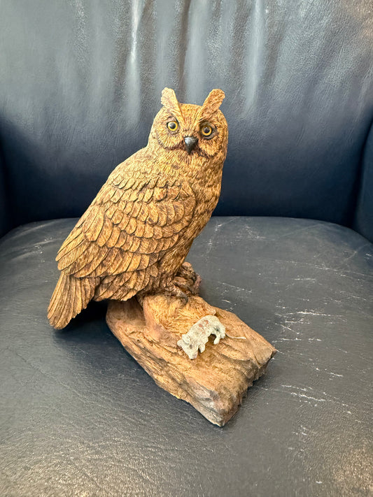 Owl Sculpture hand carved by Delmar Schlueter