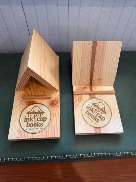 Wooden Book Stand with Ink Cap Coaster