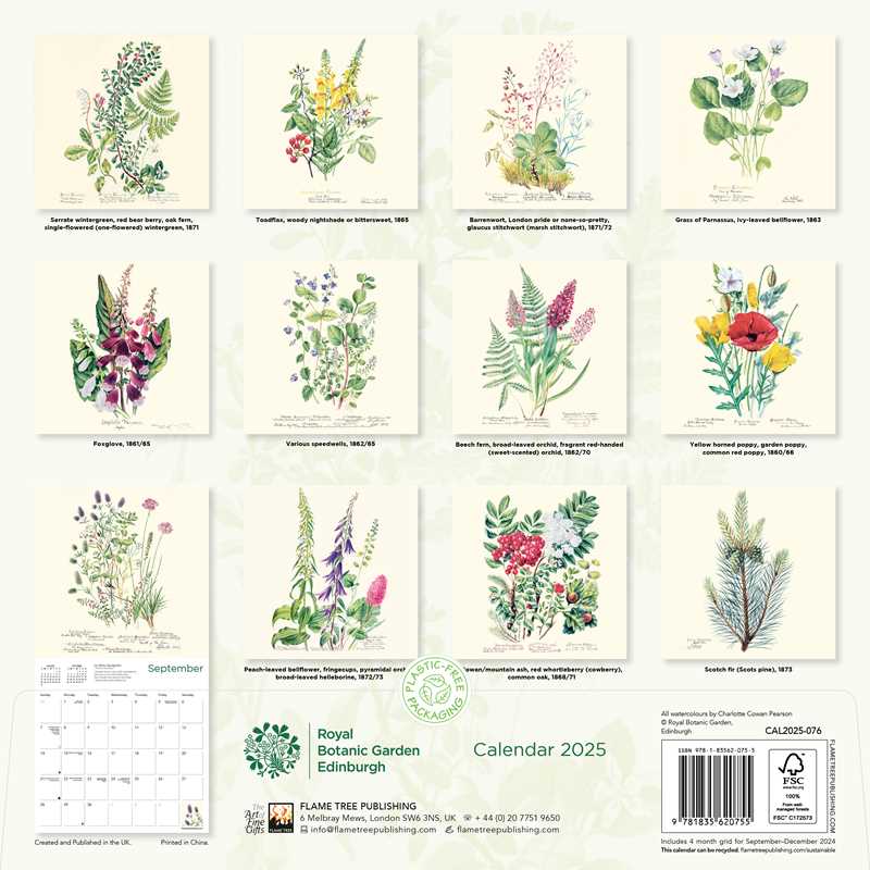 Royal Botanic Garden Edinburgh Wall Calendar 2025 (Art Calendar) by