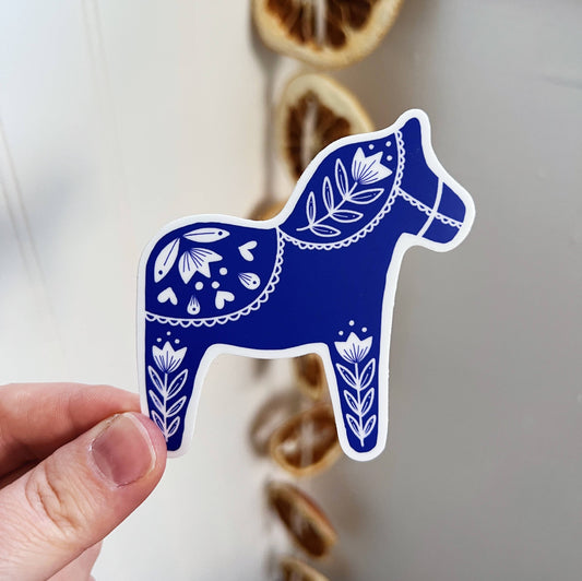 Swedish Dala Sticker (Blue)